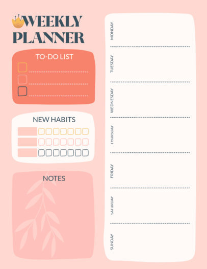 Planner Maker for Weekly Activities Featuring a Floral Icon 6059 el1