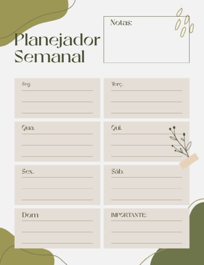 Cute Planner Template for Weekly Activities 6051c-el1
