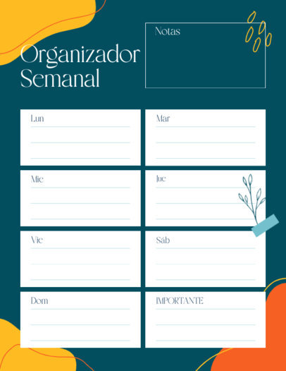 Colorful Planner Maker Featuring Abstract Shapes and Branch Doodles 6051d-el1