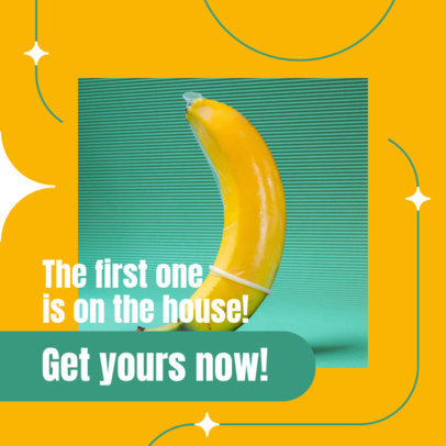 Instagram Post Creator Featuring a Banana with a Condom for a Sex Shop Ad