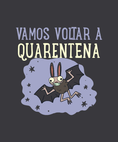 Funny T-Shirt Design Template Featuring an Illustrated Bat with a Face Mask