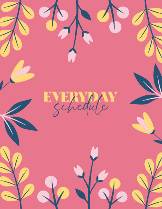 Placeit - Daily Planner Cover Template with Colorful Flower Illustrations