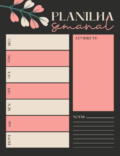 Weekly Planner Template with an Illustrated Flower 6046a-el1
