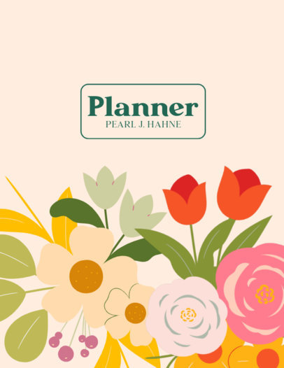 Colorful Planner Cover Maker Featuring a Floral Style 6053d-el1