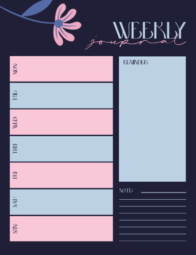 Illustrated Planner Design Template for Weekly Reminders 6046e-el1