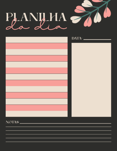 Daily Planner Template Featuring an Illustrated Flower with Colorful Blocks 6047a-el1