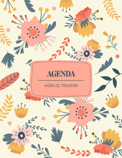 Nice Planner Cover Creator for an Agenda Featuring Floral Illustrations 6057f-el1