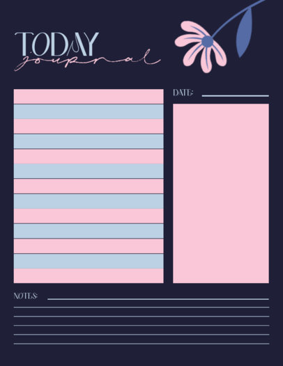 Daily Planner Template Featuring a Colorful Flower Graphic 6047e-el1