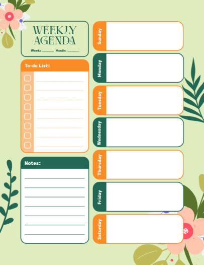 Floral-Themed Planner Generator for a Weekly Agenda