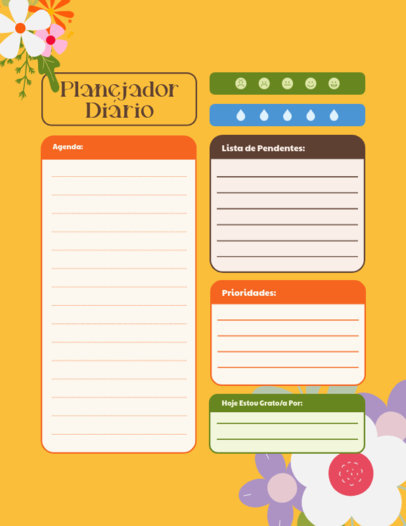 Planner Creator Featuring a Floral Aesthetic With Colorful Charts 6054b-el1