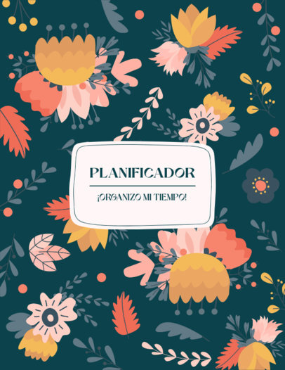 Colorful Planner Cover Generator Featuring Flower Graphics 6057e-el1