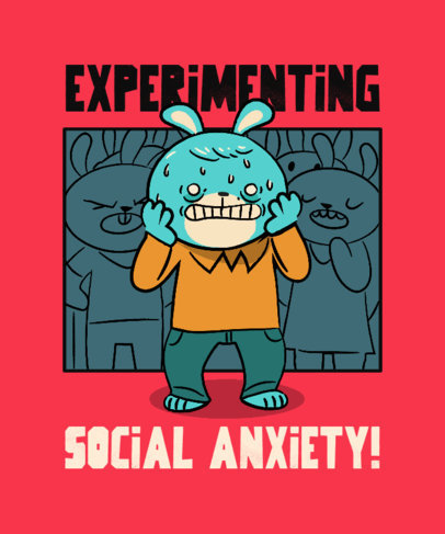Pessimistic T-Shirt Design Generator Featuring a Bunny With Social Anxiety