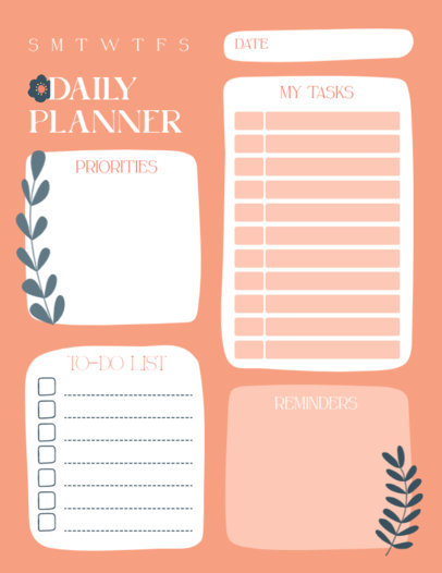 Daily Planner Maker Featuring a Floral Aesthetic 6058d-el1