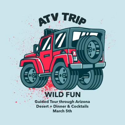 Instagram Post Template Featuring an ATV Illustration for a Guided Tour Promo 5709a