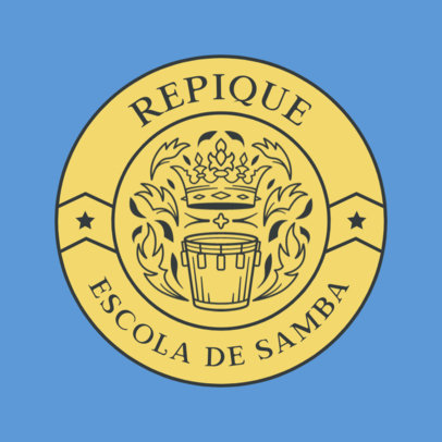 Samba School Logo Template Featuring an Emblem with a Crown Graphic