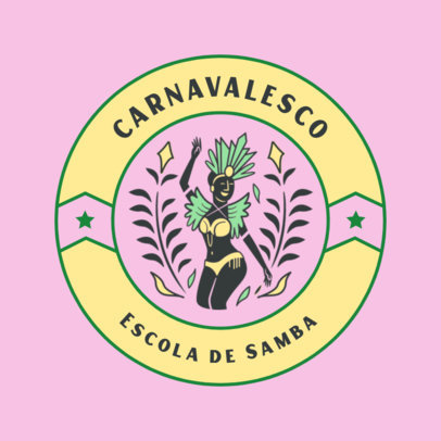 Samba School Logo Template Featuring an Illustrated Carnival Dancer