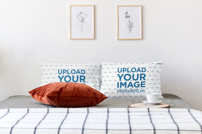 Pillow Mockup Featuring a Bed in a Minimalist Bedroom m30985 r-el2
