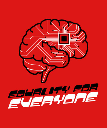 T-Shirt Design Template Featuring an AI-Generated Brain with Computer Circuits