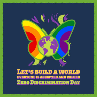 Instagram Post Template with an Illustrated Hand for Zero Discrimination Day 5731