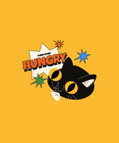Funny T-Shirt Design Maker Featuring a Black Cat Graphic