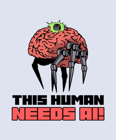 T-Shirt Design Template Featuring a Pop Art-Style Brain Graphic Generated by AI