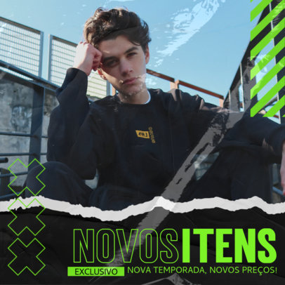 Instagram Post Template Featuring Plastic Textures and Streetwear Pictures