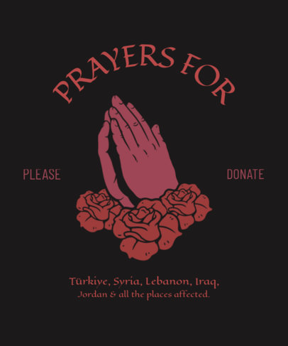 Prayer T-Shirt Design Template to Mourn Earthquake Victims From Syria and Turkey