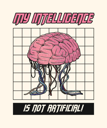 T-Shirt Design Maker Featuring an Illustrated Brain with an AI-Themed Quote