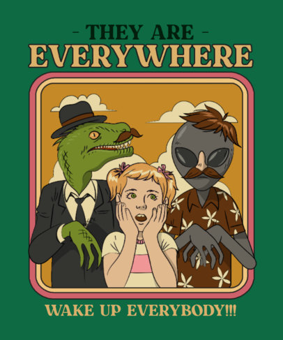 Illustrated T-Shirt Design Creator Featuring a Conspiracy Theory-Themed Graphic