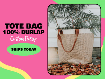 Etsy Listing Template Featuring a Burlap Tote Bag Picture for a POD Store 5448e