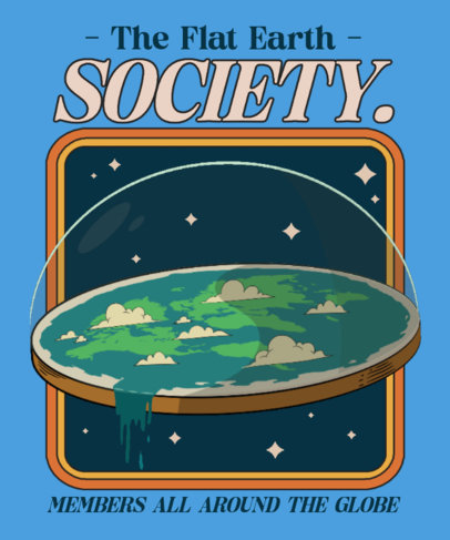 Trendy T-Shirt Design Template With a Flat Earth Conspiracy Theme
