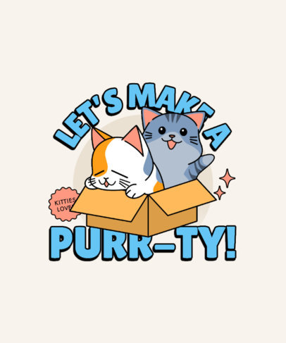 Cartoonish T-Shirt Design Creator Featuring Cute Cat Graphics