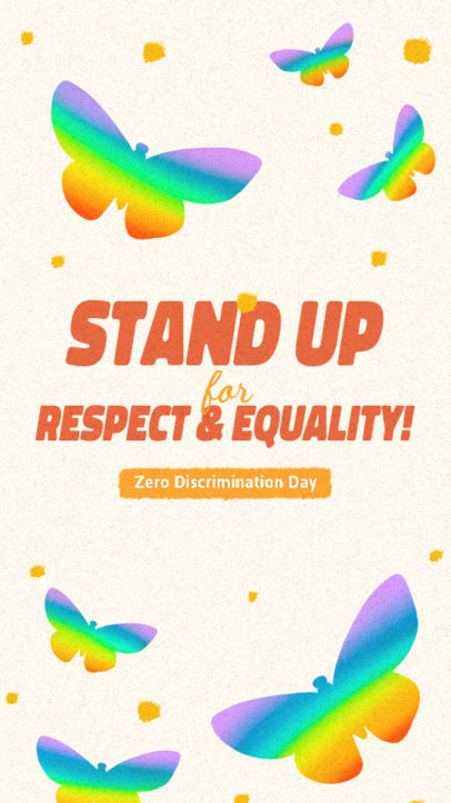 Zero Discrimination Day-Themed Instagram Story Template Featuring Rainbow-Colored Butterflies