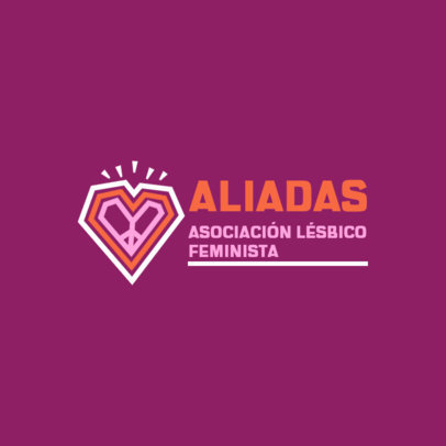 Logo Template with a Colorful Heart Graphic for a Feminist Association