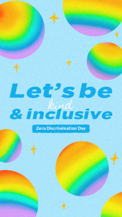 Instagram Story Maker with a Motivational Quote and Rainbow Spheres for Zero Discrimination Day