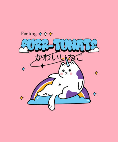 T-Shirt Design Maker Featuring a Funny Cat Illustration