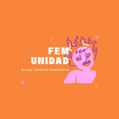 Feminist Organization Logo Template Featuring a Woman with Flames