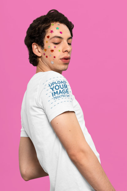 Mockup of a Man Wearing a T-Shirt with a Customizable Short Sleeve m32339