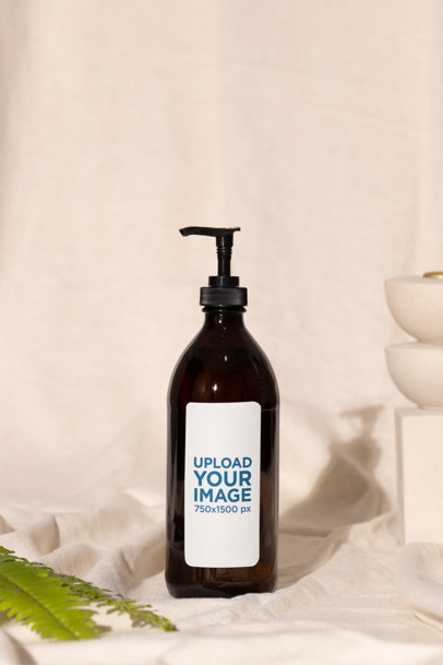 Glass Pump Bottle Mockup Featuring a Minimalist Aesthetic Setting