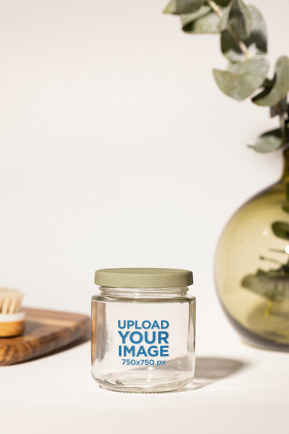 Mockup of a Glass Jar Placed in an Aesthetic Setting