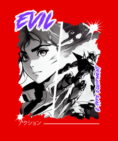 T-Shirt Design Maker Featuring Neon Genesis Evangelion-Inspired Illustrations