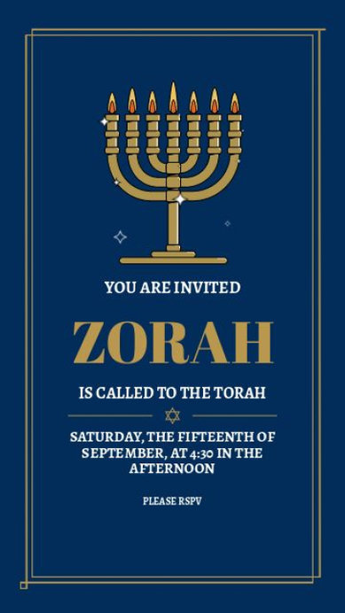 Instagram Story Video Template with a Menorah Graphic for a Bar Mitzvah Invitation