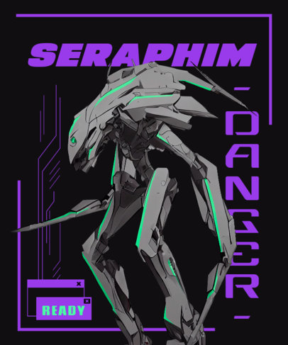 T-Shirt Design Maker Featuring Character Illustrations Inspired by Evangelion