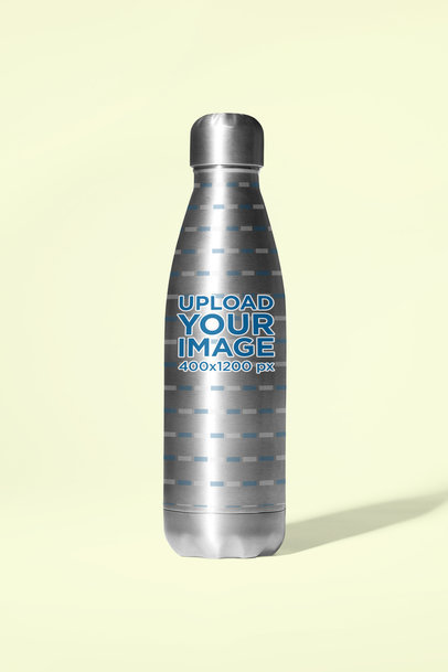 Mockup of an Aluminum Bottle Standing in a Minimalist Setting m32226