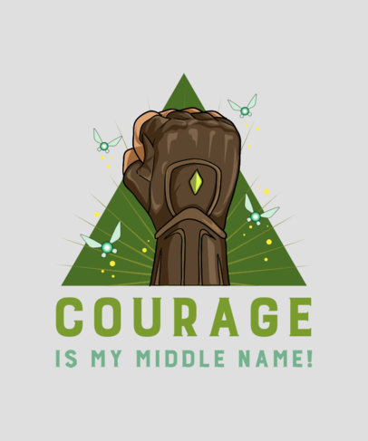 Illustrated T-Shirt Design Template Featuring a Quote Inspired by Zelda 5371j-5475