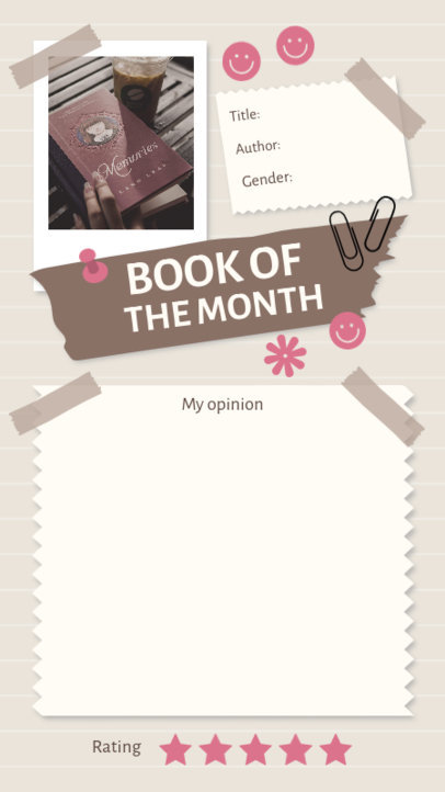 Instagram Story Maker Featuring Smiley Face Icons for a Book Review