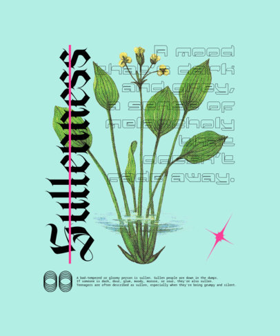 T-Shirt Design Template Featuring a Streetwear Style and a Plant Graphic