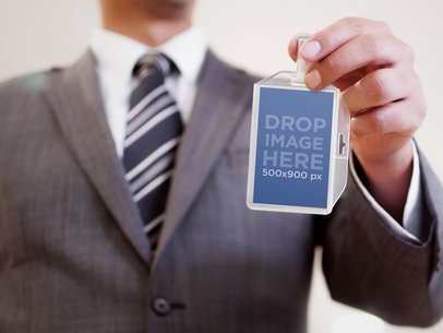 Print Mockup of Businessman With Badge Holder