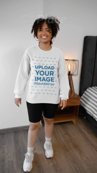 TikTok-Themed Video Featuring a Woman Wearing a T-Shirt and a Hoodie