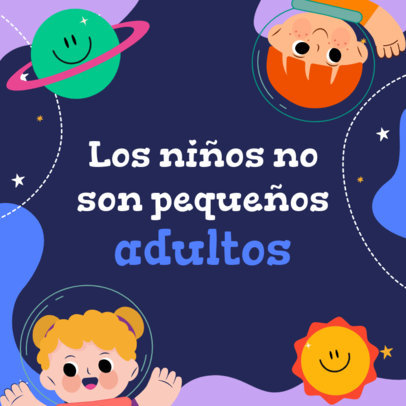 Instagram Post Maker Featuring Illustrated Kids with Quotes for Children's Day